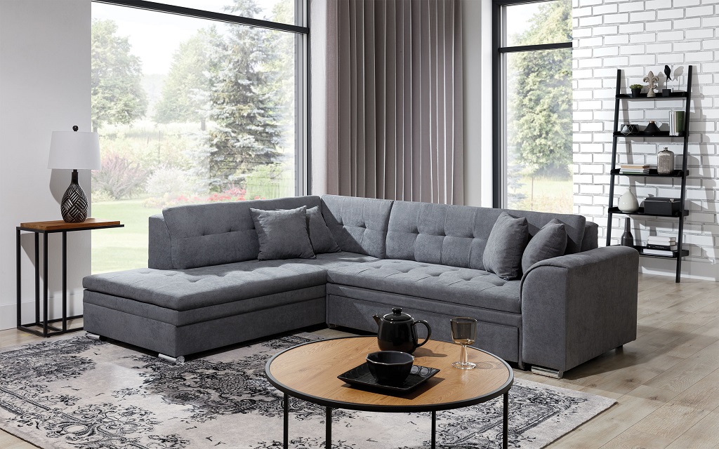 Ecksofa L-Form Designer Wohnlandschaft Sofa Couch Polster Sitz Garnitur Textil