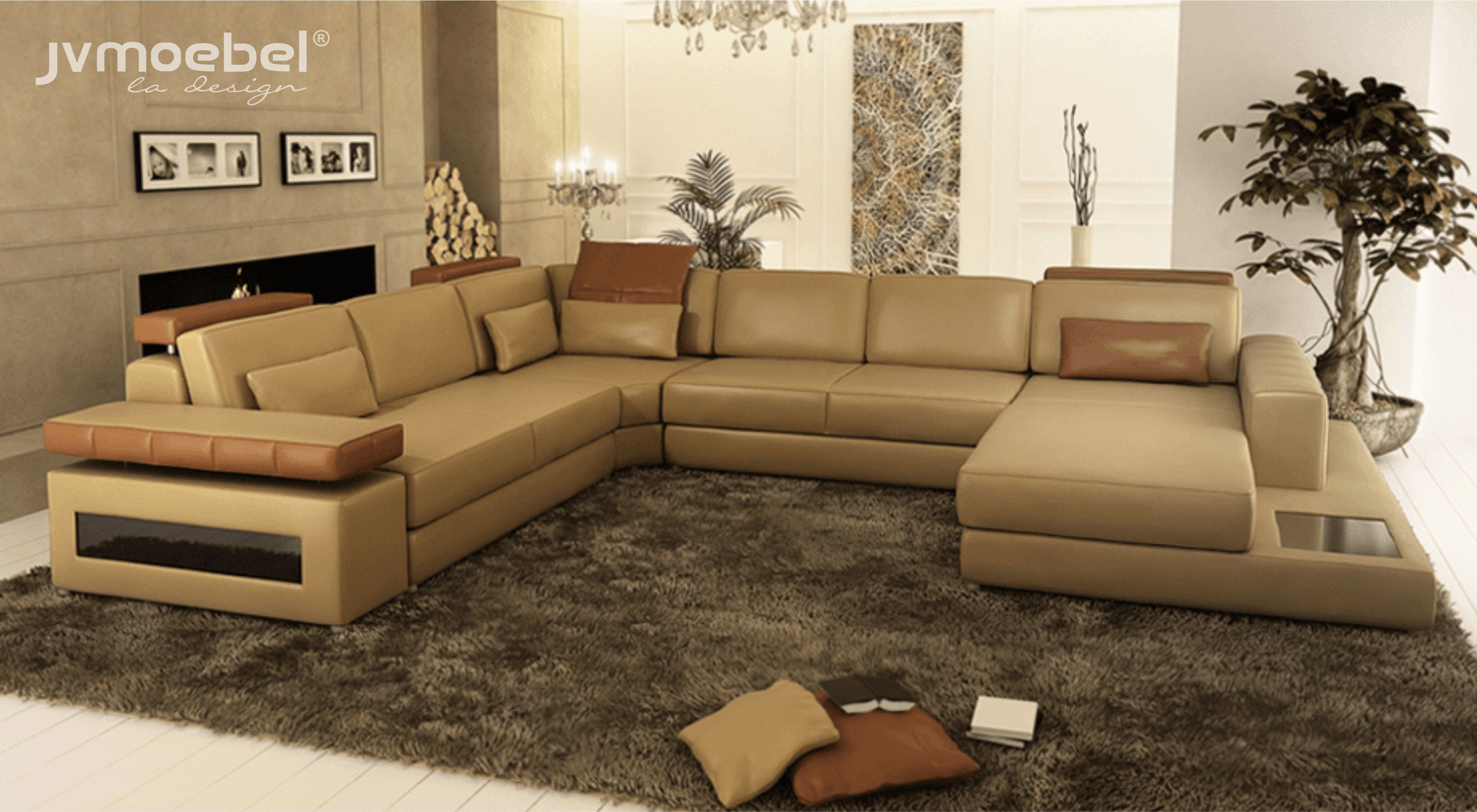 U förmiges Sofa Designer Ledersofa für Ihr Wohnzimmer   jvmoebel.de