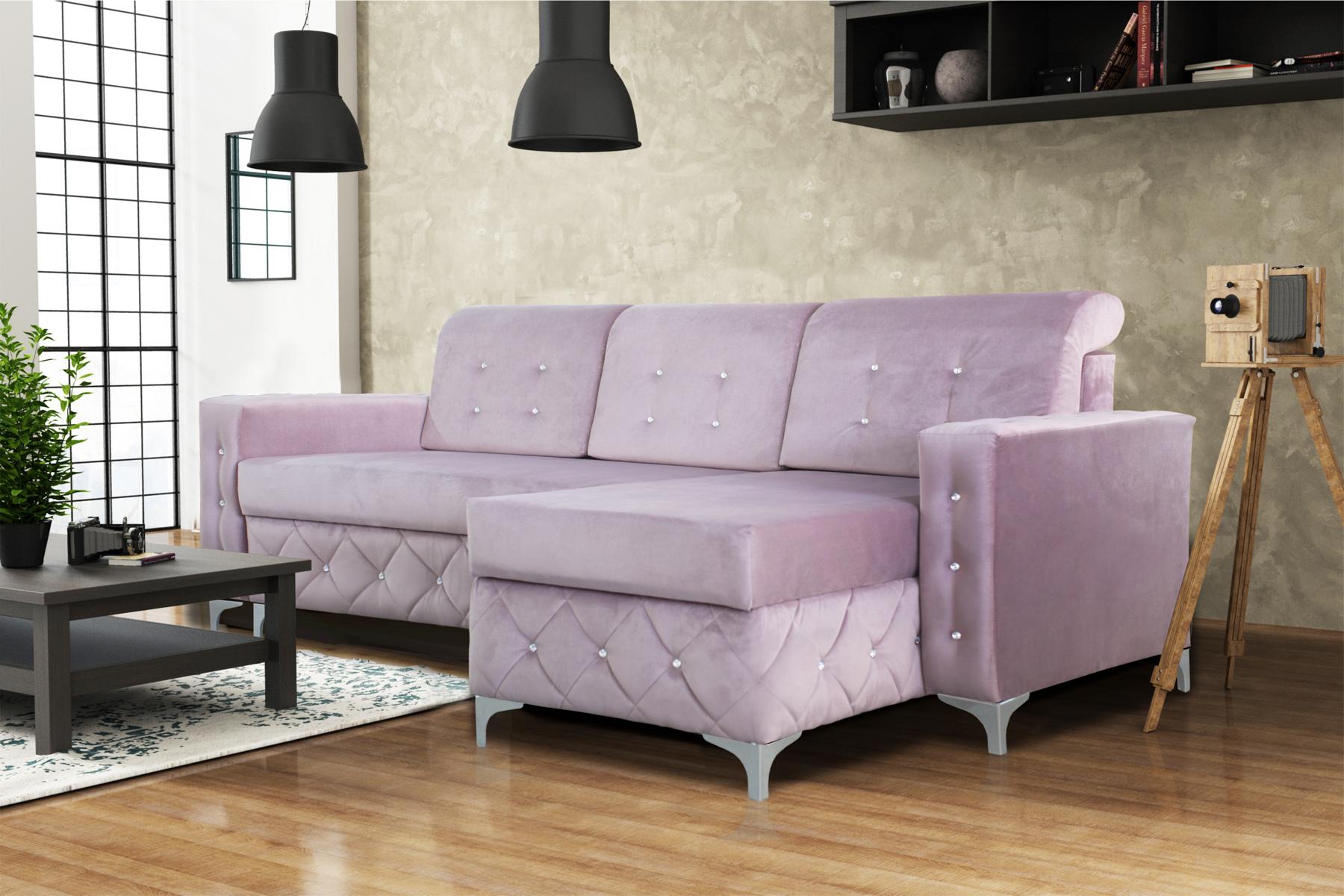 Ecksofa Samt Couch Schlafsofa Luxus Möbel Wohnlandschaft Sofa L-form Polster Neu