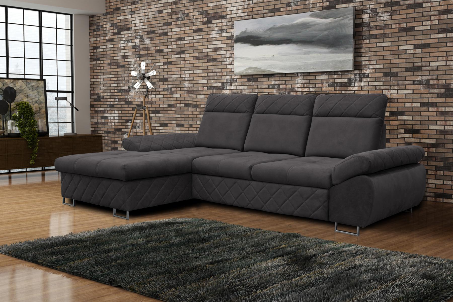 Wohnzimmer Textil L-Form Sofas Braune Ecksofa Couch Polstermöbel Schlafsofa NEU