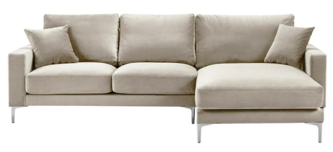 Wohnzimmer Design Couchen Polster Sofa Couch Beige Ecksofa Stoff Eckgarnitur Neu