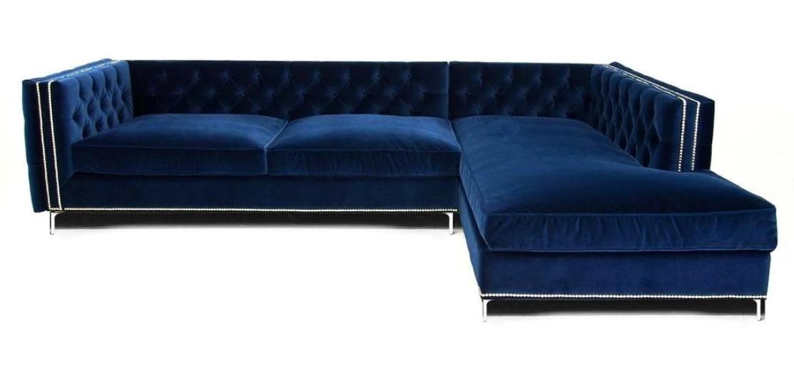 Ecksofa Blau Wohnlandschaft xxl Möbel Design Couch Eckgarnitur Polster big neu