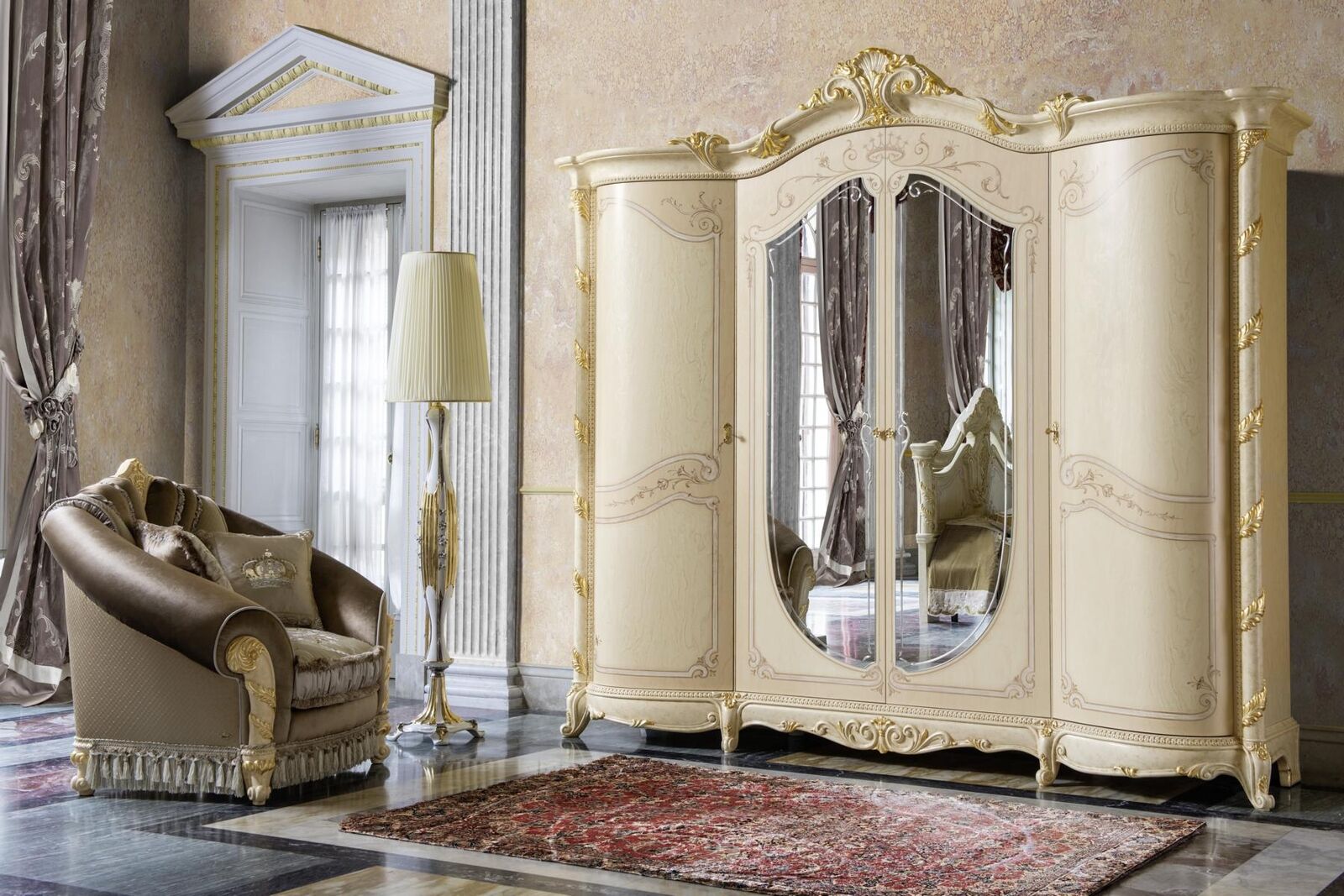 Schlafzimmer Möbel Italien Holzschrank Schrank Echtholz Kleiderschrank