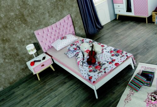 Kinderzimmer Luxus Bett Nachttisch Rosa Set Möbel Design 2tlg. Konsole