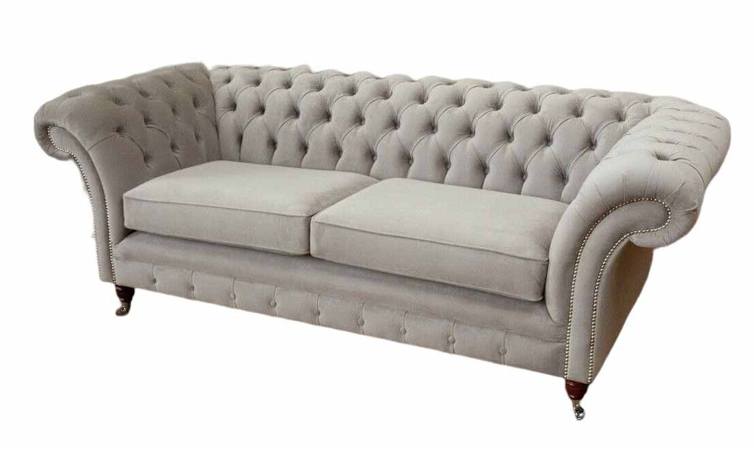 Chesterfield 3 Sitz Relax Lounge Sofa Textil Polster Couch Stoff Couchen