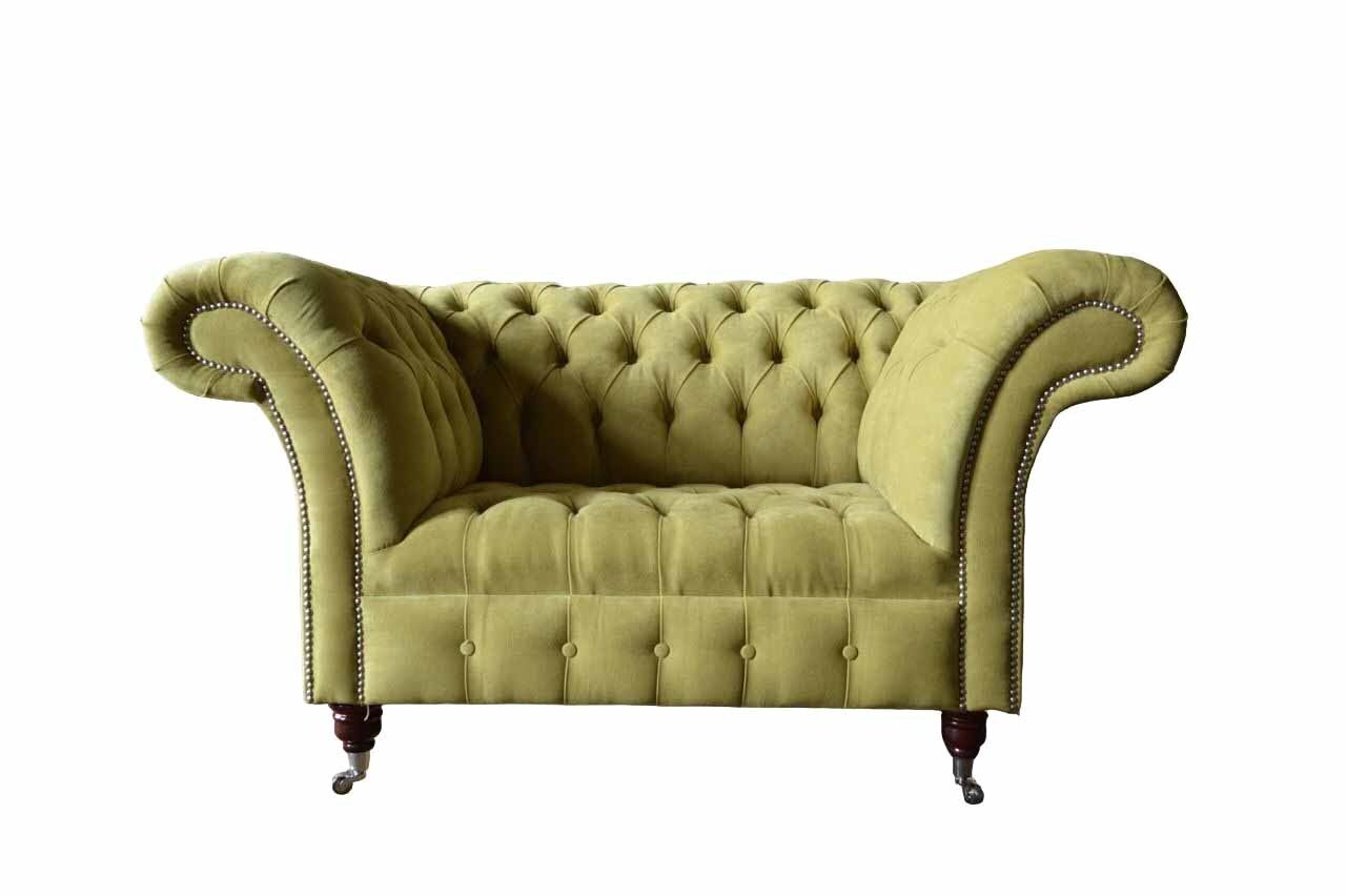 Chesterfield Sessel Textil Design Sofa Stoff Couch Sofas Polster Grau Neu