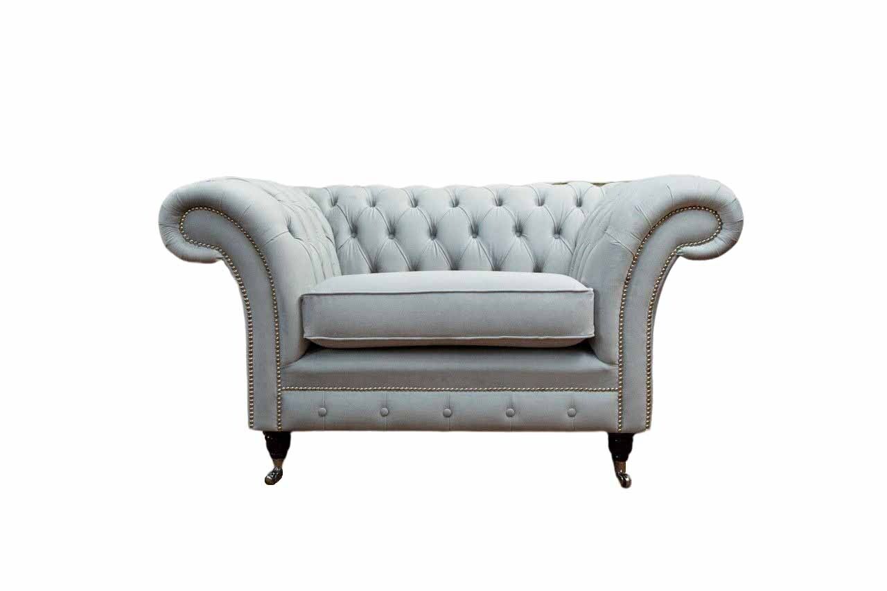 Sessel Polster Sofa Textil Chesterfield Couchen 1 Sitzer Einsitzer Grau