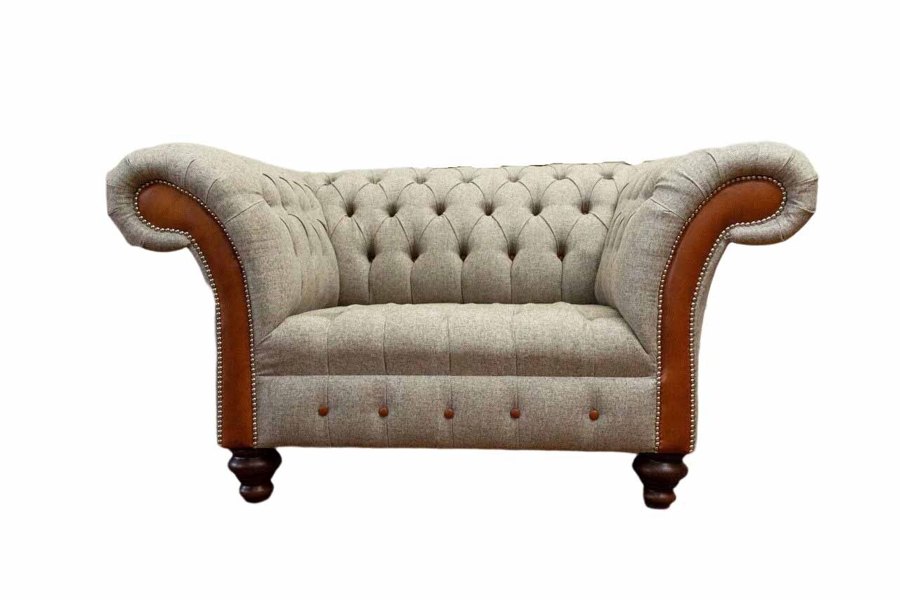 Chesterfield Sofa Polster 1,5 Sitzer Sofas Klassisch Einsitzer Grau Neu