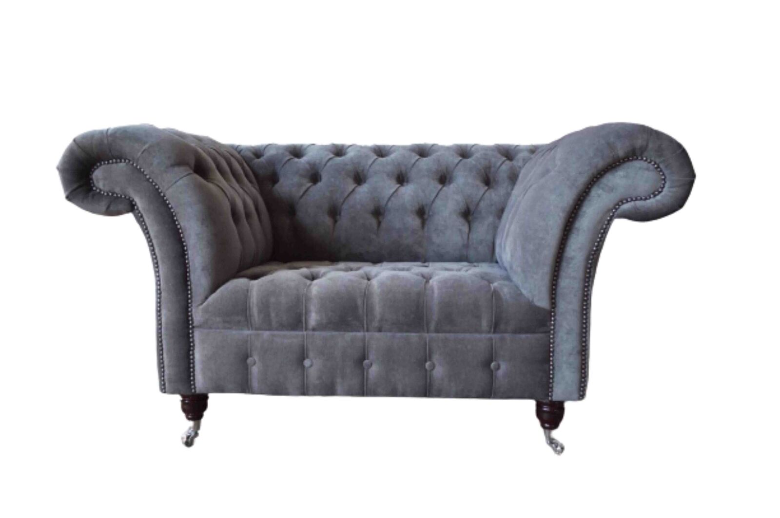 Chesterfield Sofa 1.5 Sitzer Couch Polster Design Sofas Sitz Polster Grau