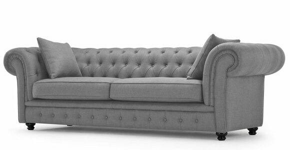 Chesterfield Sofa Polster Designer Sofas Garnitur Couch Grau Samt Ledersofa