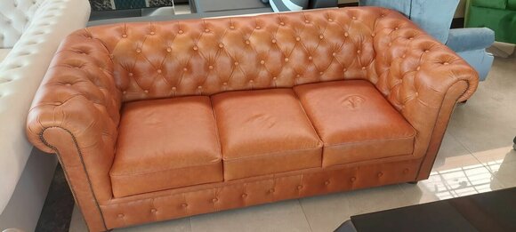 Chesterfield Designer Sofa 3 Sitzer Sofa Polster Sofas Orange Sofort