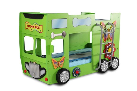 Grünes Kinder Doppelstock Bett Bus Design Holz Kinderzimmer Möbel Stil