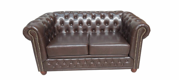 Chesterfield Sofa 2 Sitzer mit Bettfunktion Sofa in Kunstleder Sofort