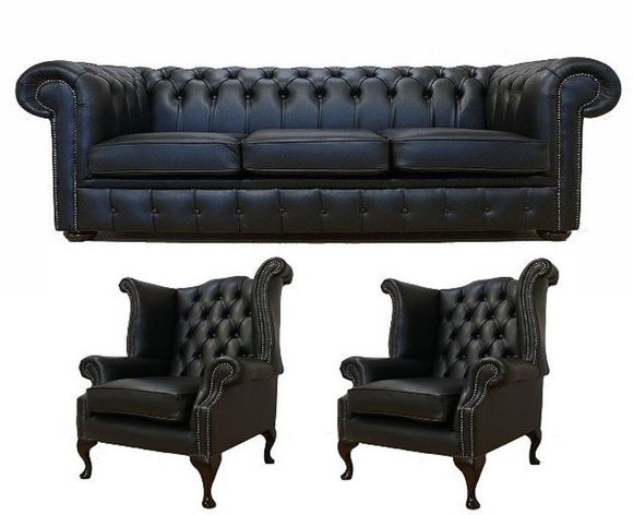 Chesterfield Sofagarnitur Leder Textil Chesterfield Komplett 100% Leder Sofort