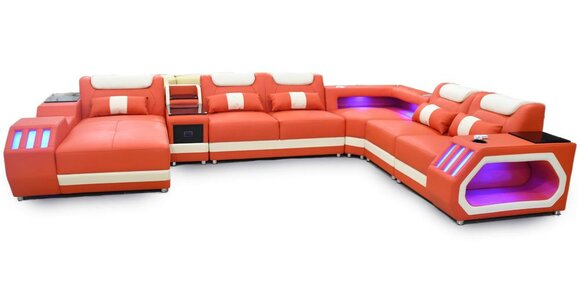 Ecksofa U-Form Orange Wohnlandschaft Couch Polster Eckgarnitur Sofa Modern