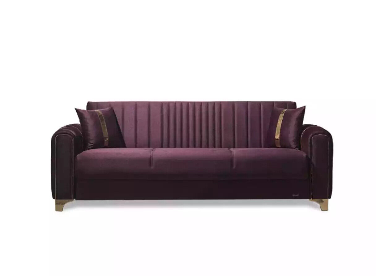 Lila Dreisitzer Wohnzimmer 3-Sitzer Couchen Polster Möbel Textil Sofa