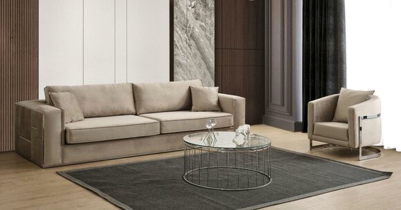 Sofa Set 2 tlg Wohnzimmer Komplett Sofagarnitur 3+1 Sitzer Möbel Textil