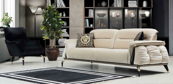 Luxus 2tlg Wohnzimmer Set Sofa 3-Sitzer mit sessel Modernes Design Couch