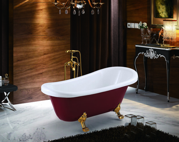 Badewanne Wanne Standbadewanne Freistehende Rot Moderne Bad Badezimmer