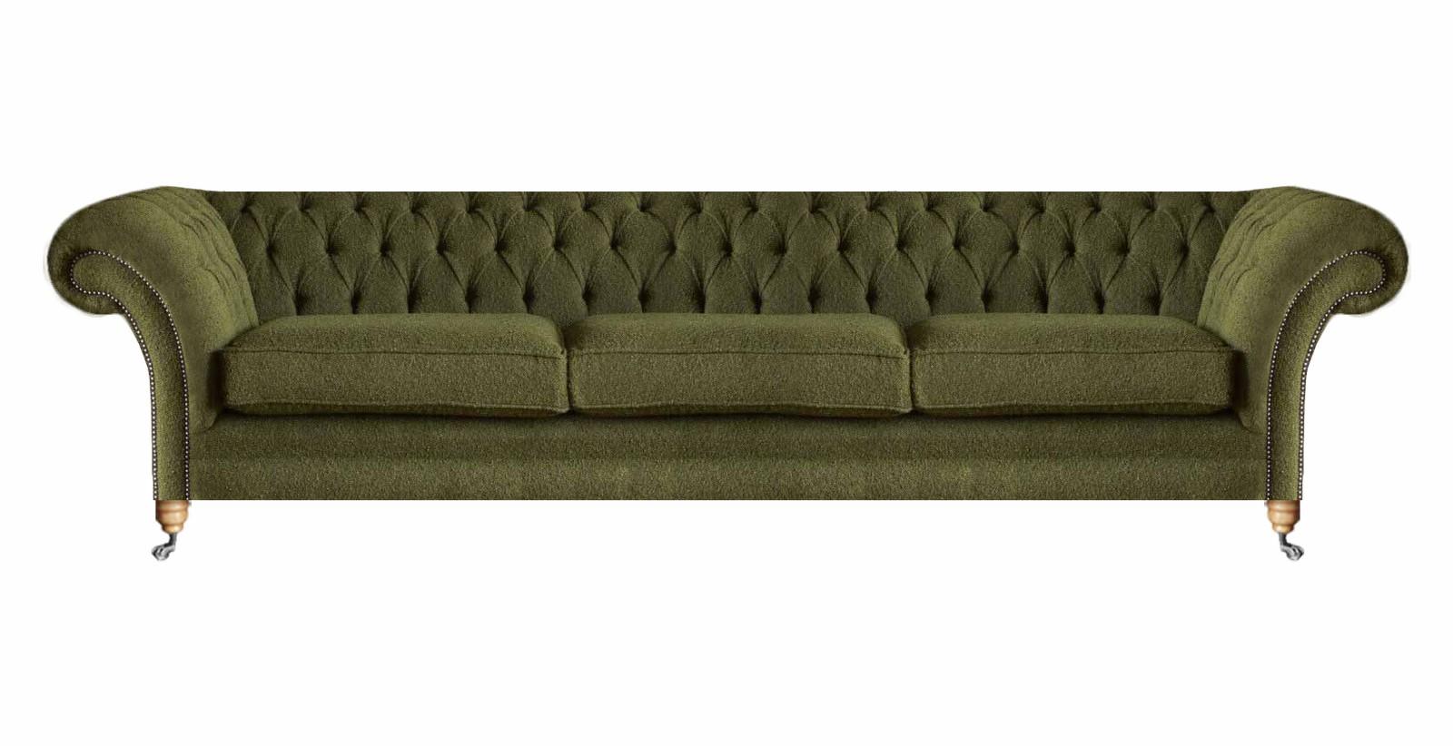 Wohnzimmer Design Sofa Couch Dreisitze Polstermöbel Grün Textil Chesterfield