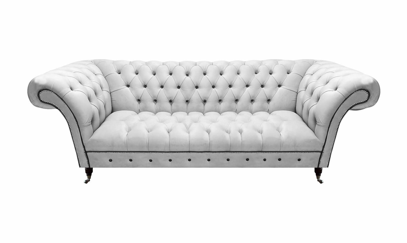 Sofa Dreisitze Couch Chesterfield Weiß Wohnzimmer Polstersofa Einrichtung