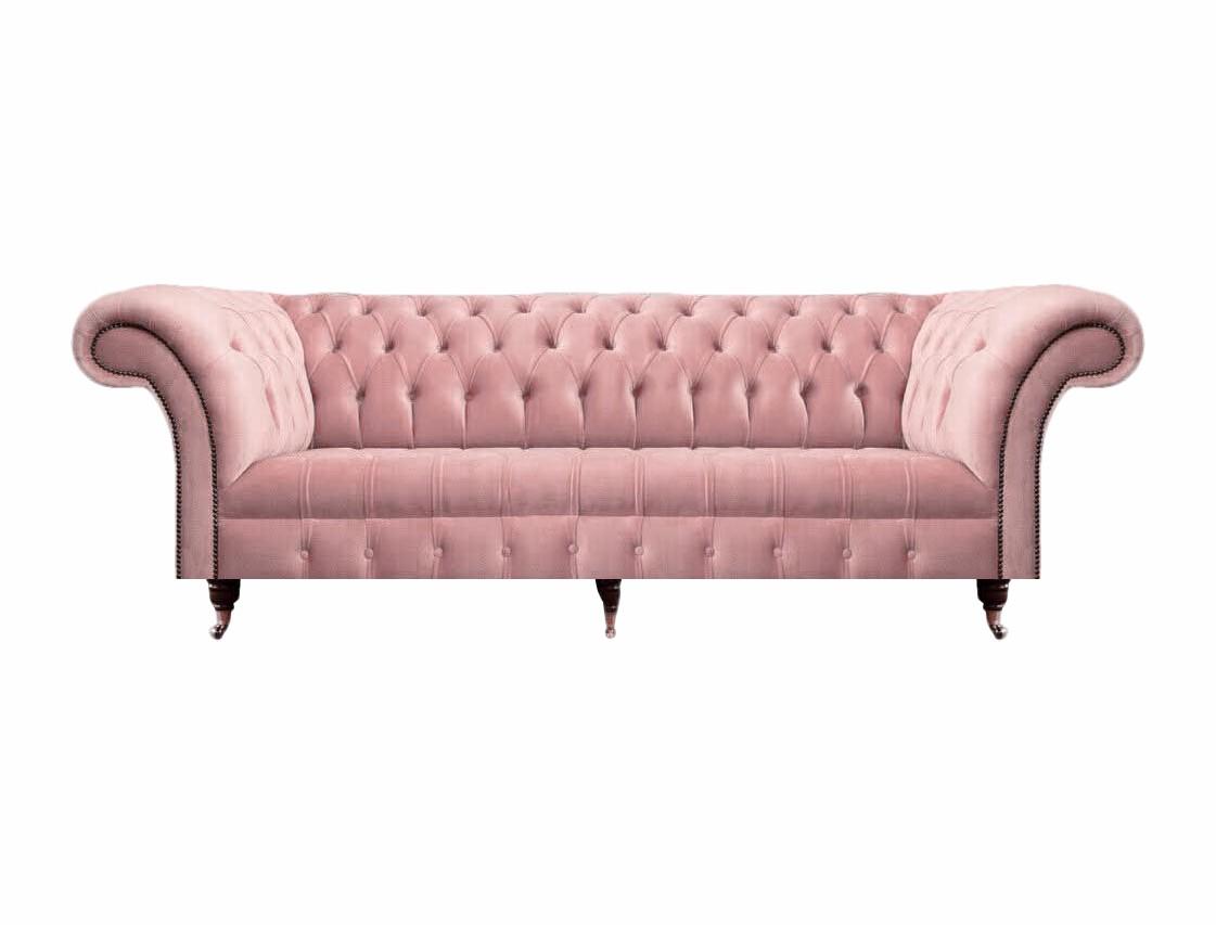 Polstermöbel Sofa Dreisitze Neu Textil Rosa Einrichtung Chesterfield Wohnzimmer