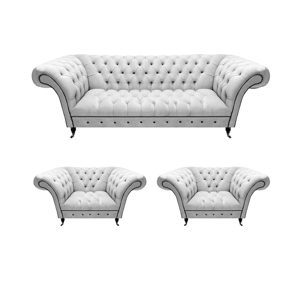 Design Weiß Set Sofagarnitur 3tlg Chesterfield Wohnzimmer Modern Sessel Neu