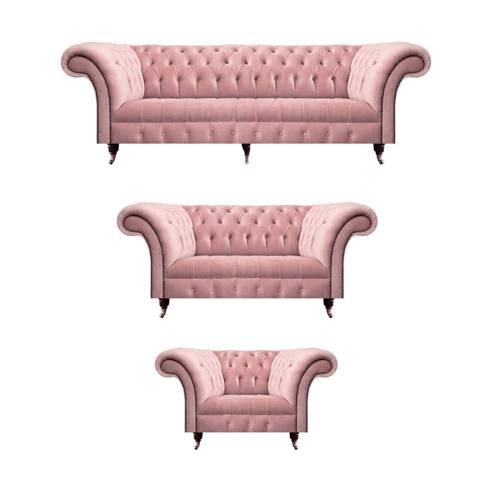 Chesterfield Sofa Set Polstermöbel 2x Sofas Neu Rosa Sessel Wohnzimmer