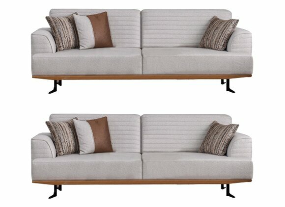 Luxuriöses Set Grauer Dreisitzer-Sofas für Wohnzimmer Modernes Design