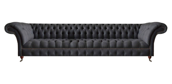 Schicke Schwarze Chesterfield Sitzmöbel Designer Textilcouch Viersitzer