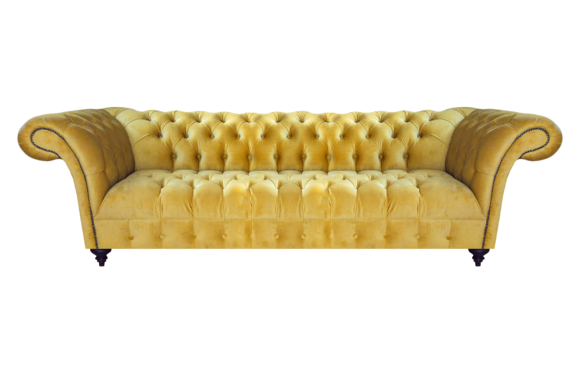 Chesterfield Wohnzimmer Gelbe Textilcouch Moderne Polstersofas Möbel