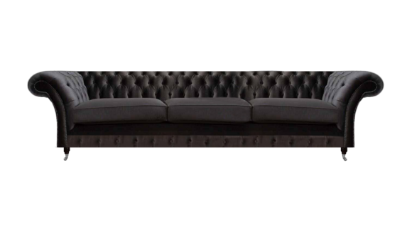 Schwarze Chesterfield Textilcouch Wohnzimmer Sitzmöbel Designer 3-Sitzer