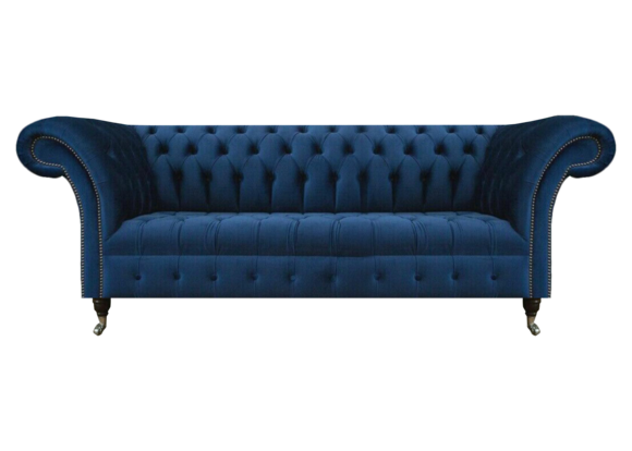 Dunkelblaue Chesterfield Wohnzimmer Couch Designer Dreisitzer Sitzmöbel