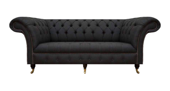 Schwarzes Chesterfield Sofa Designer Wohnzimmer Edle Couch 3-Sitzer