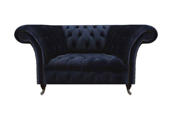 Designer Blauer Chesterfield Zweisitzer Textilcouchen Luxus Polstermöbel