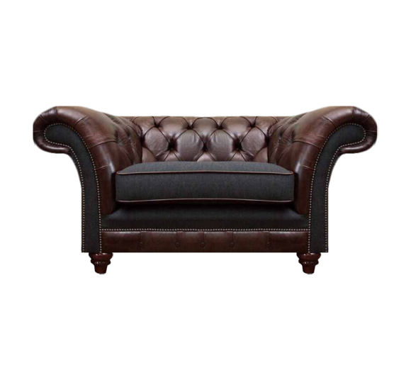 Chesterfield Braun-Grauer Sessel Wohnzimmer Einsitzer Moderne Edle Möbel