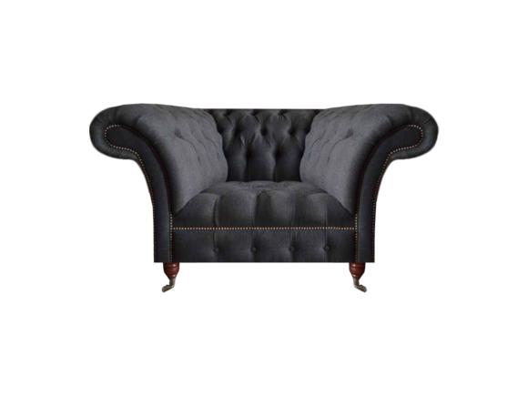 Grauer Textilsessel Wohnzimmer Sitzmöbel Moderner Chesterfield Sessel