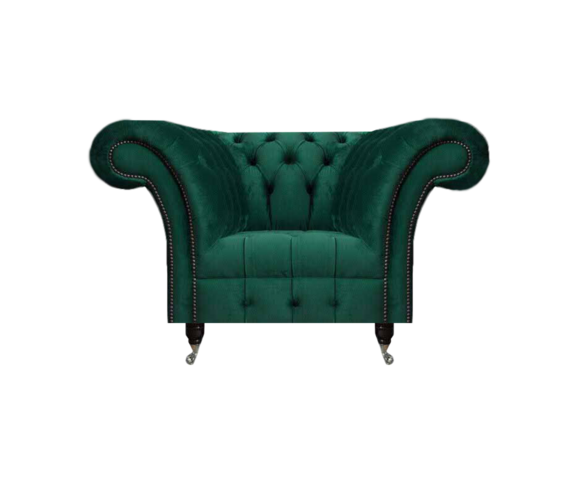 Dunkelgrüner Chesterfield Sessel Wohnzimmer Sitzmöbel Luxus Einsitzer