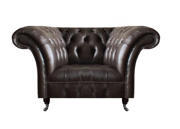 Designer Chesterfield Sessel Brauner Ledersessel Wohnzimmer Lehnsessel