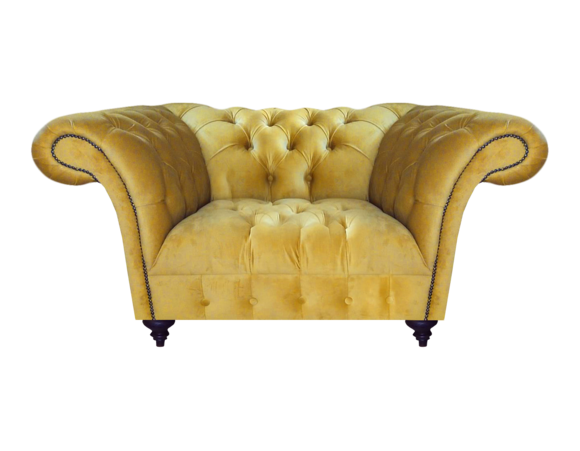 Gelber Luxus Chesterfield Einsitzer Moderner Polstersessel Lehnsessel