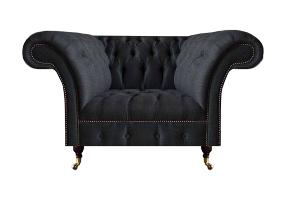 Wohnzimmer Chesterfield Schwarzer Einsitzer Textilsessel Edler Sessel