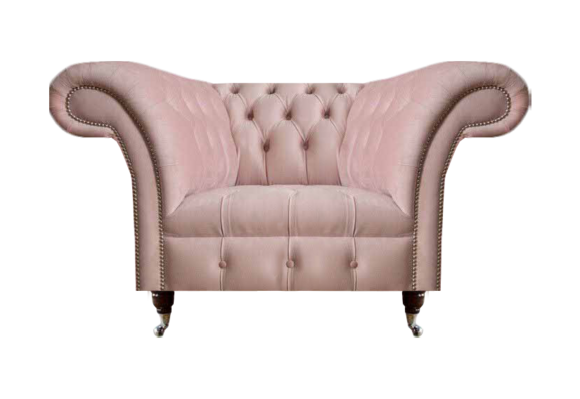 Chesterfield Rosa Einsitzer Wohnzimmer Designer Textilsessel 1-Sitzer