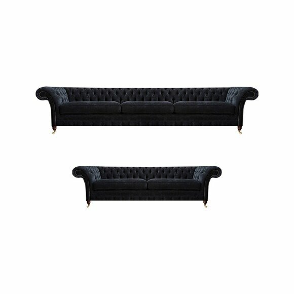 Schwarze Chesterfield Polstercouchen Designer Wohnzimmer Textil Sofas