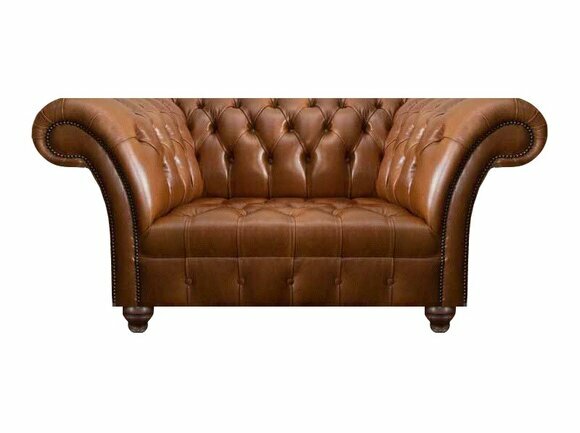 Brauner Chesterfield Leder Zweisitzer Designer Kunstleder 2-Sitzer Sofa