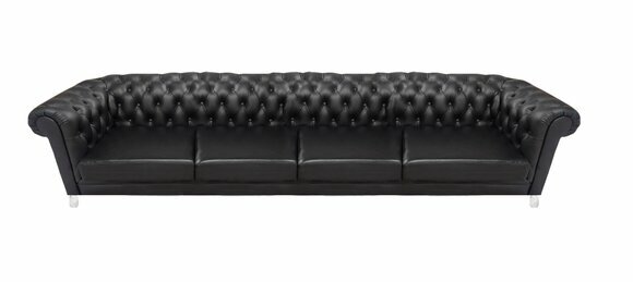 Schwarzes Chesterfield Wohnzimmer Edles Polstersofa Designer Ledercouch