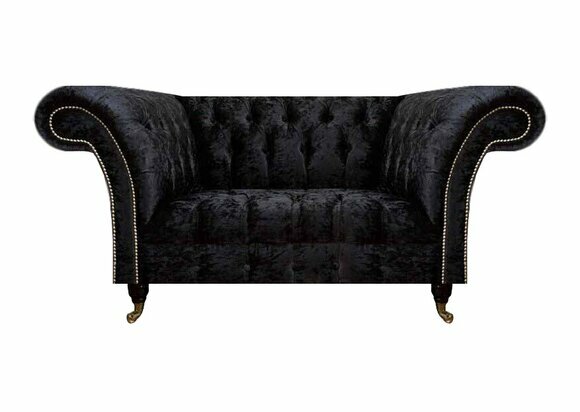 Schwarzer Chesterfield Zweisitzer Designer Wohnzimmer Edle Polstercouch