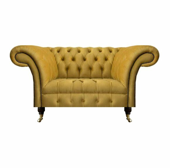 Chesterfield Designer Zweisitzer Sofa Couch Wohnzimmer Luxus Gelb Polstersofa