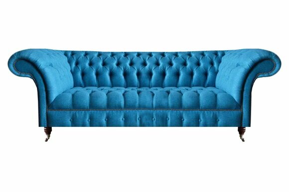 Himmelblauer Chesterfield Dreisitzer Stilvolle 3-Sitzer Moderne Couch