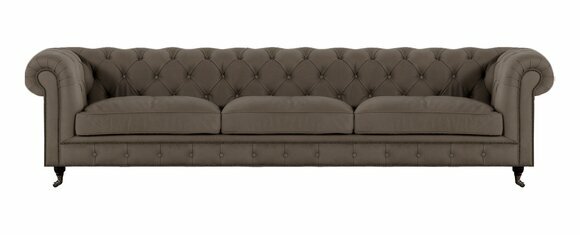 Dreisitzer Sofa Couch Polstermöbel Grau Textil Polstermöbel Chesterfield