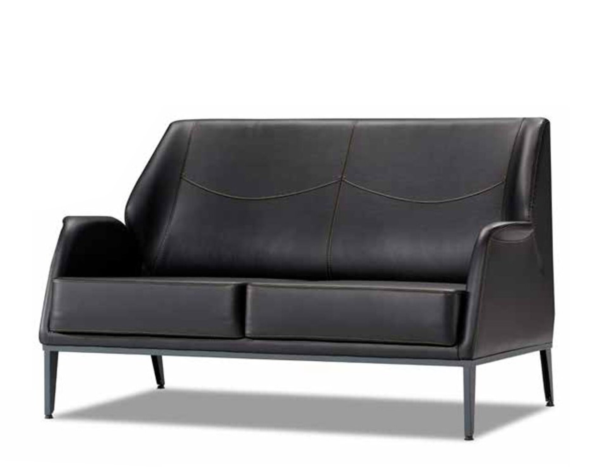 Luxuriöse Schwarze Ledercouch Designer Polstermöbel Moderner Zweisitzer